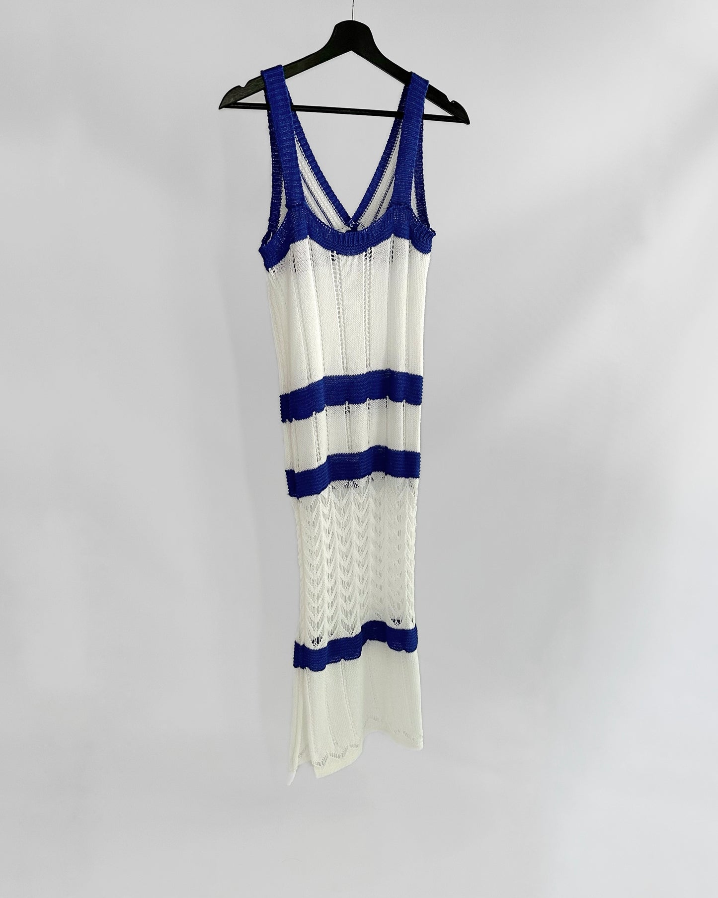 Vintage White and Blue Knit Summer Dress