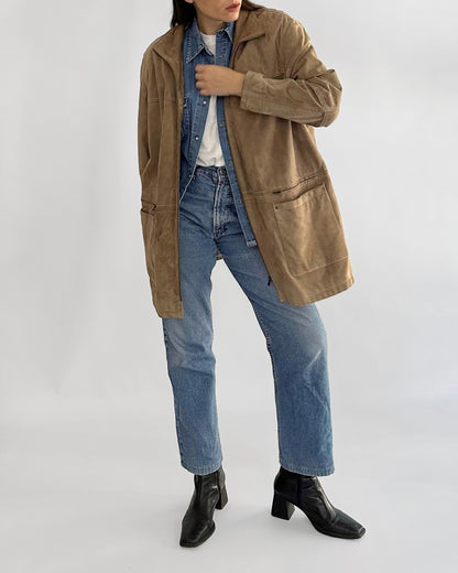 90s Brown Suede Leather Jacket