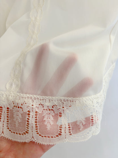 Vintage 1960s Ivory Semi-Sheer Nylon Full Slip Dress