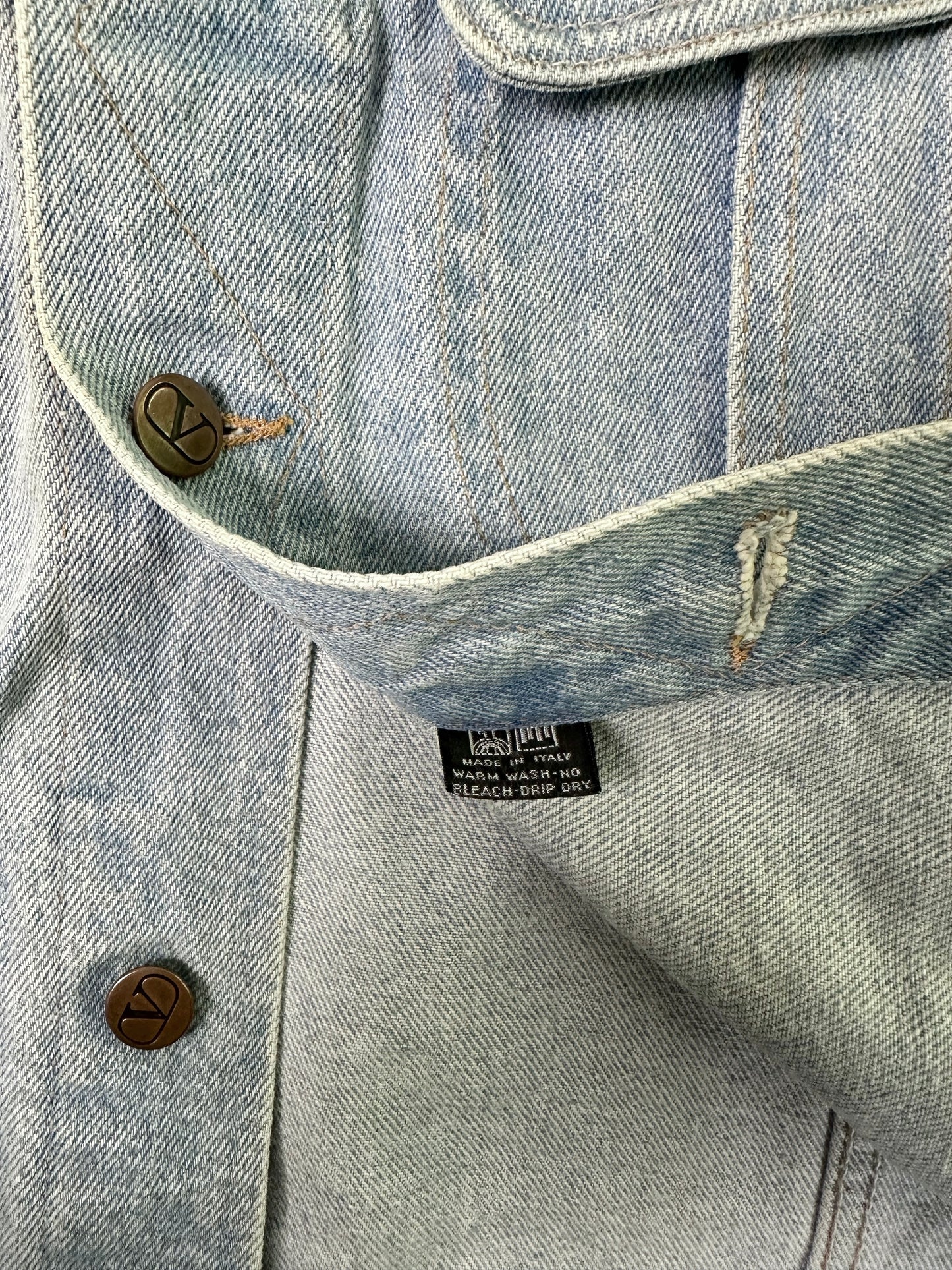 90s Valentino Garavani Denim Jacket - Light Blue Wash