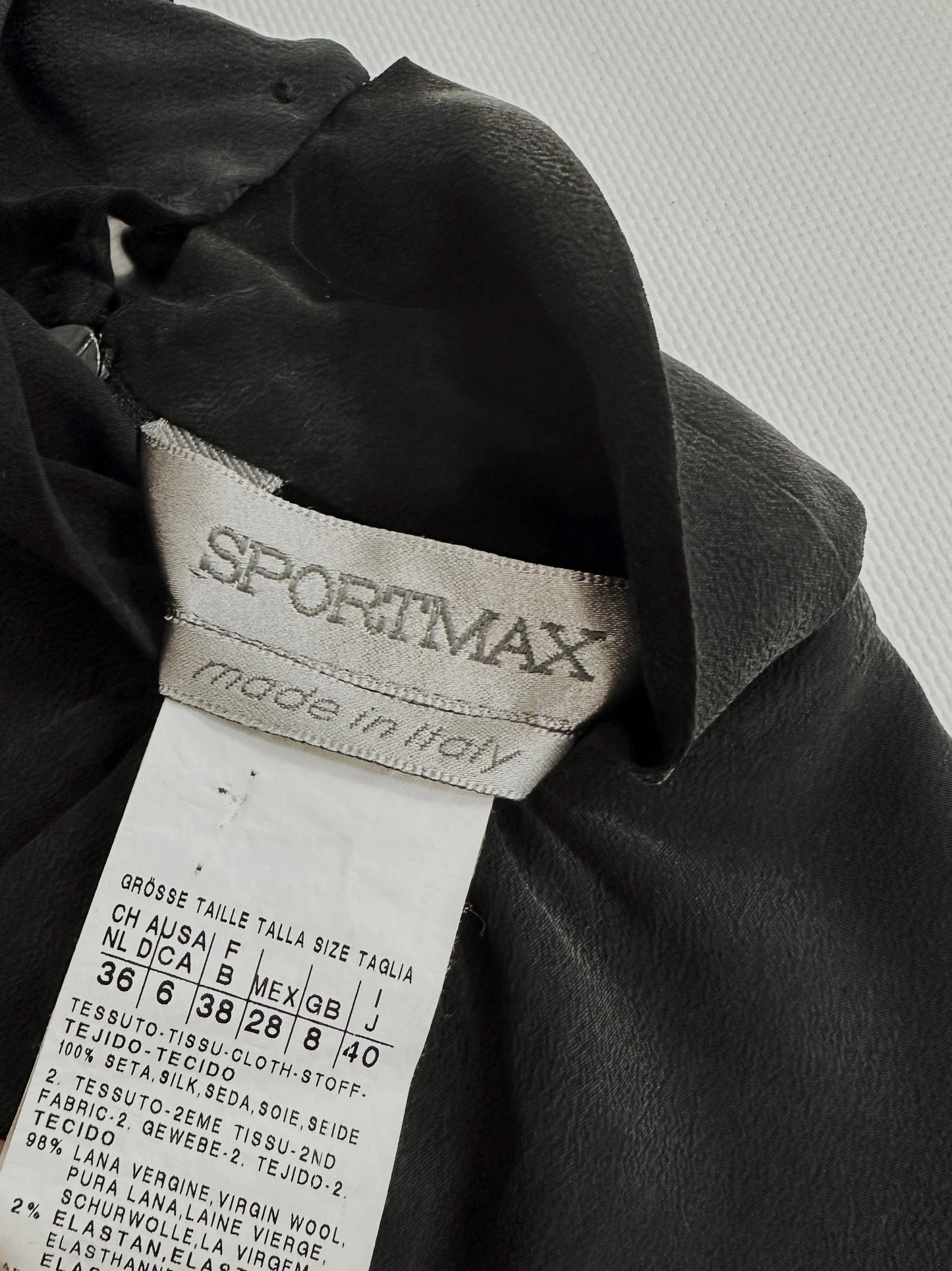 90s Sportmax by Max Mara Wool Silk Black Dress