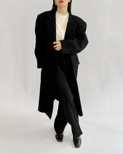 80s Black Wool Coat