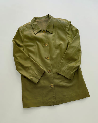 Vintage 1990s Olive Green Nappa Leather Jacket