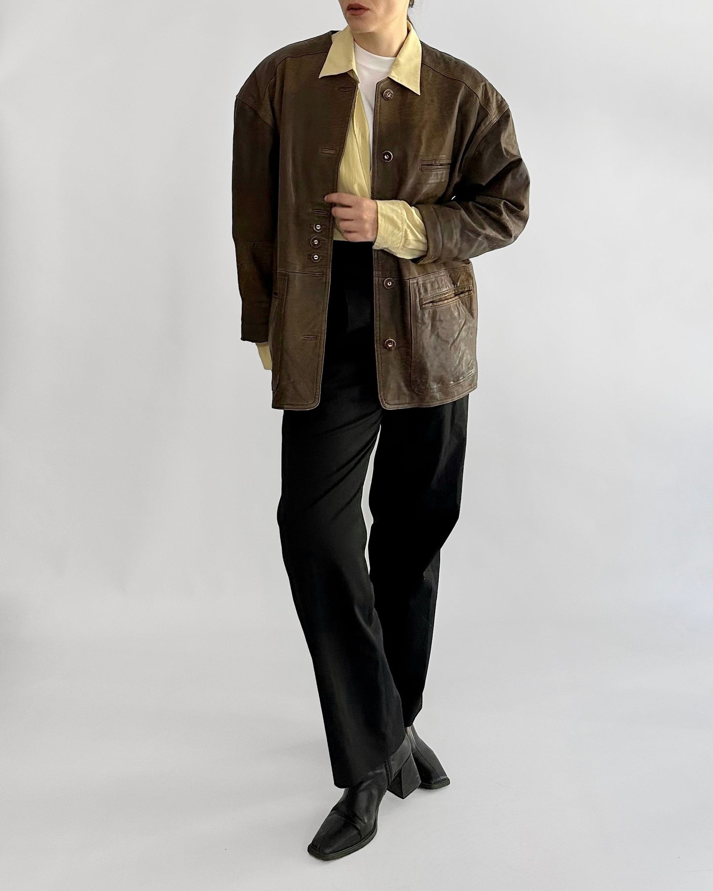 80s Tyrolean Distressed Brown Leather Jacket