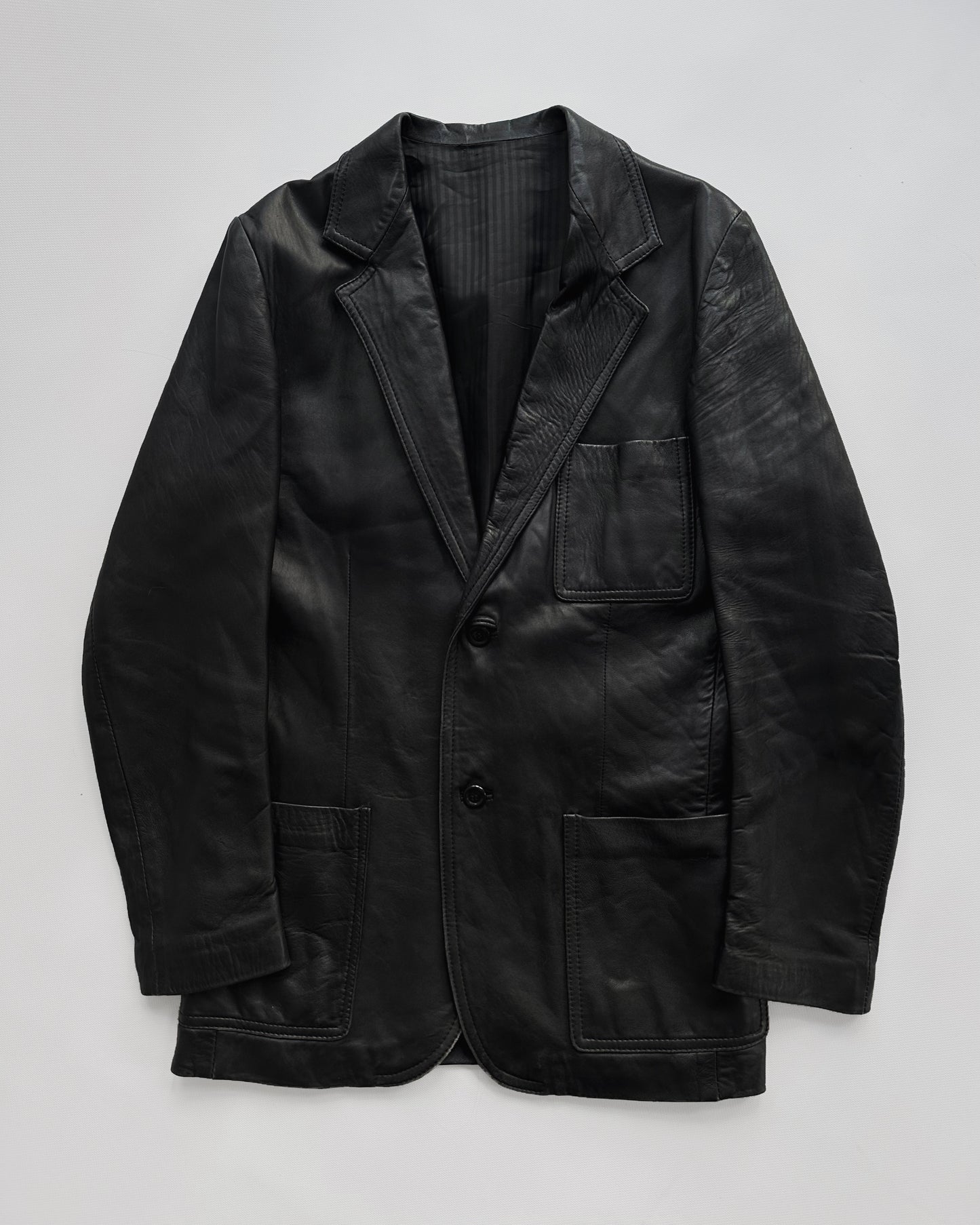 90s Black Soft Leather Blazer