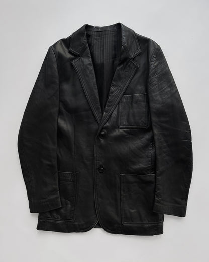 90s Black Soft Leather Blazer