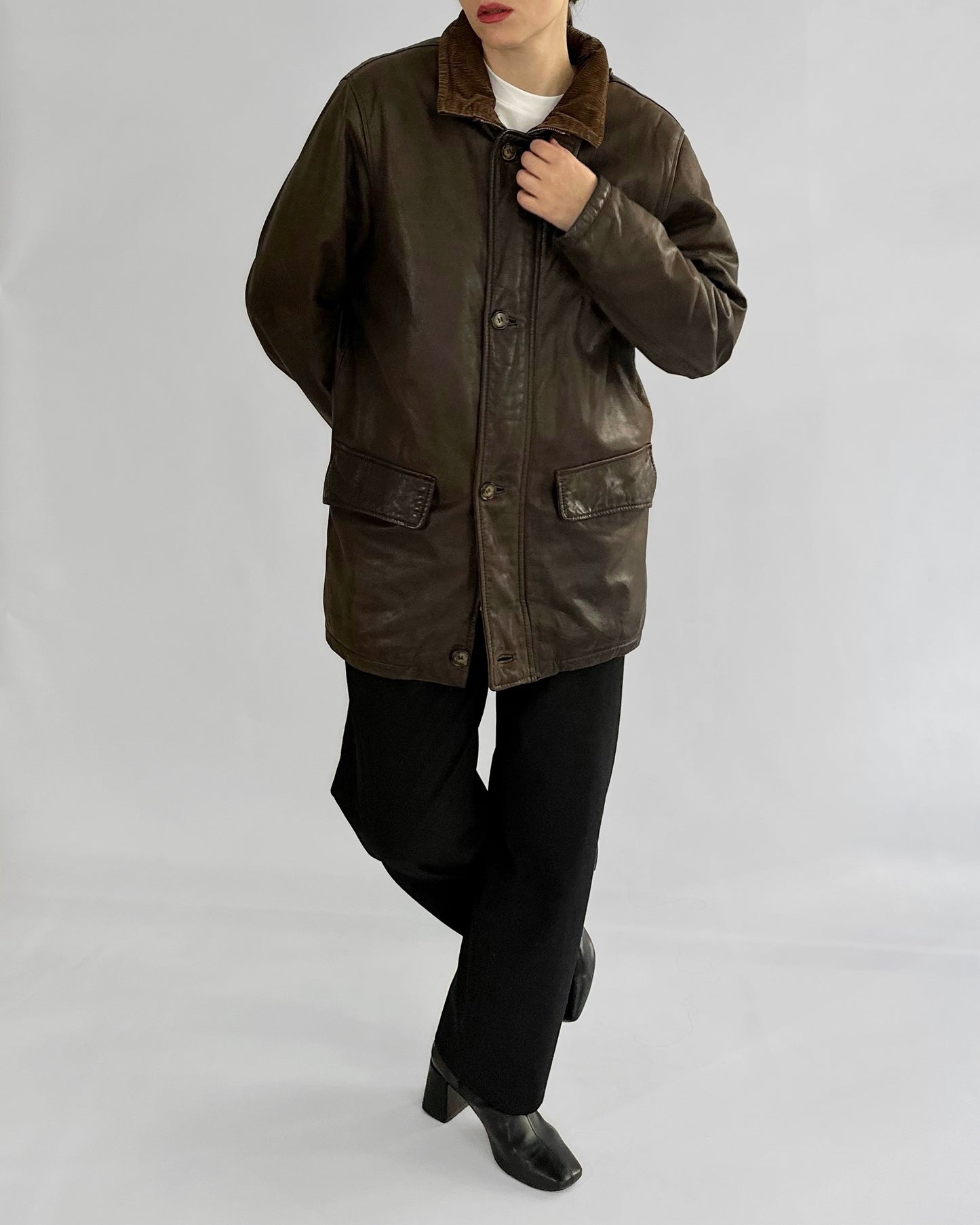 80s Brown Leather Barn Jacket