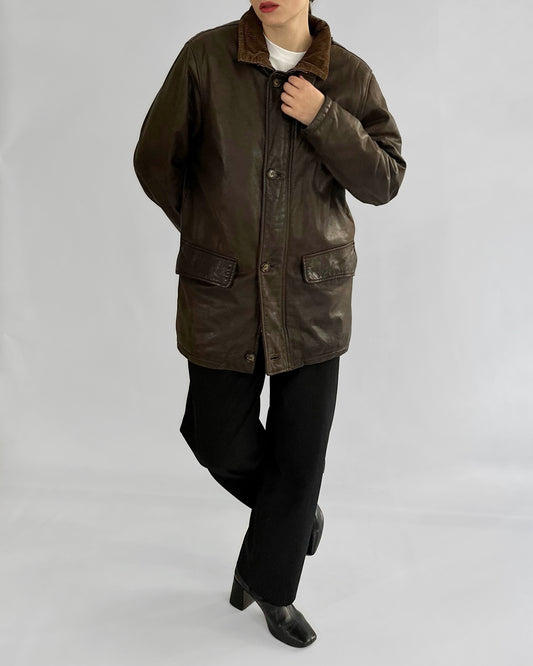 80s Brown Leather Barn Jacket