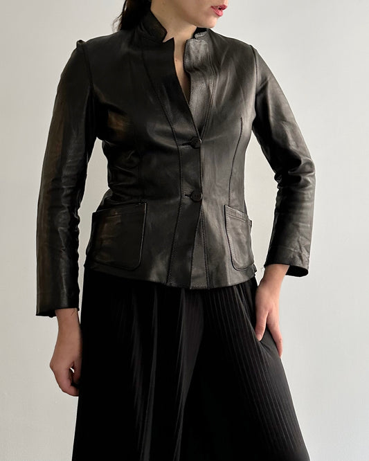 90s Black Double Faced Italian Leather Jacket
