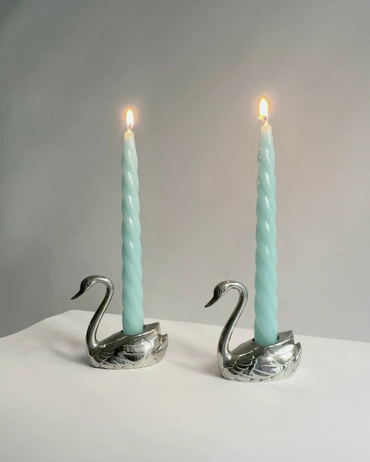 Vintage 1970s Silver Plated Swan Candle Holders – Set of 2