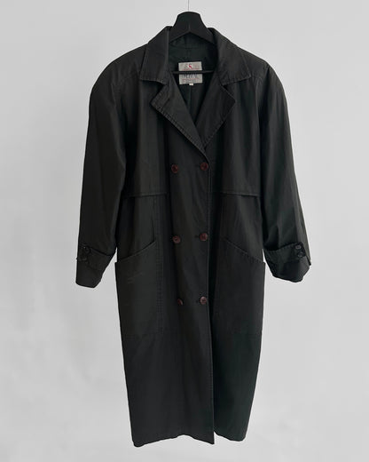 90s Black Belted Trench Coat