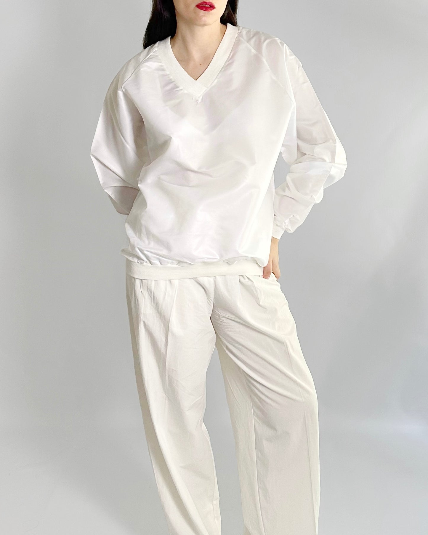 90s White Nylon Sweatshirt