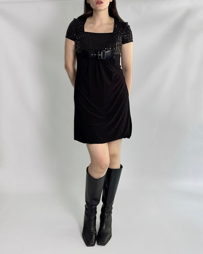 90s Joseph Ribkoff Black Belted Dress