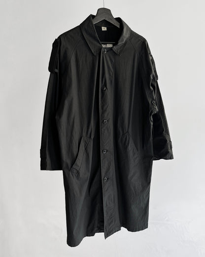 90s Black Cotton Trench Coat