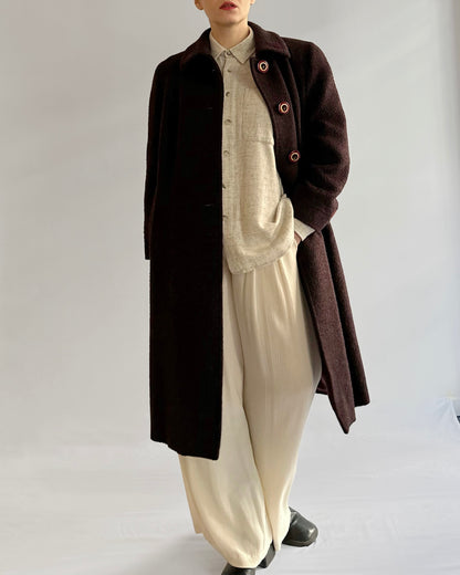 80s Burgundy Llama Mohair Wool Coat