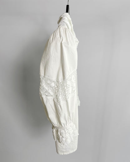 80s White Cotton Dirndl Blouse
