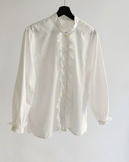 80s White Lace Trim Blouse