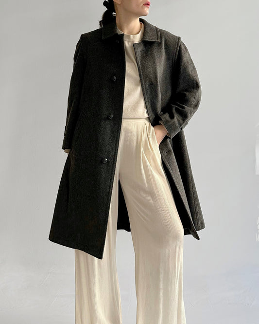 90s Austrian Grey Wool Loden Coat