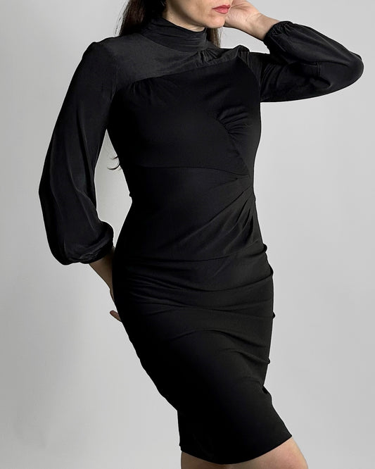 90s Sportmax by Max Mara Wool Silk Black Dress