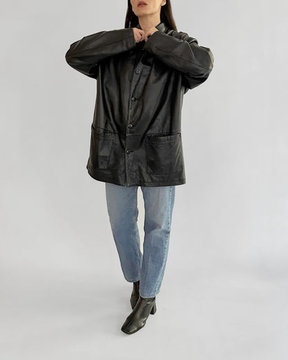 90s Black Nappa Leather Jacket
