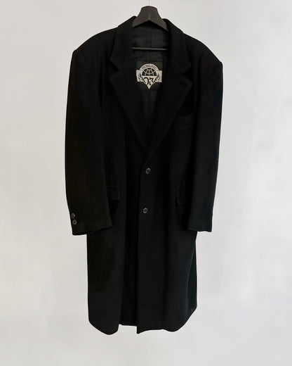 80s Black Wool Coat