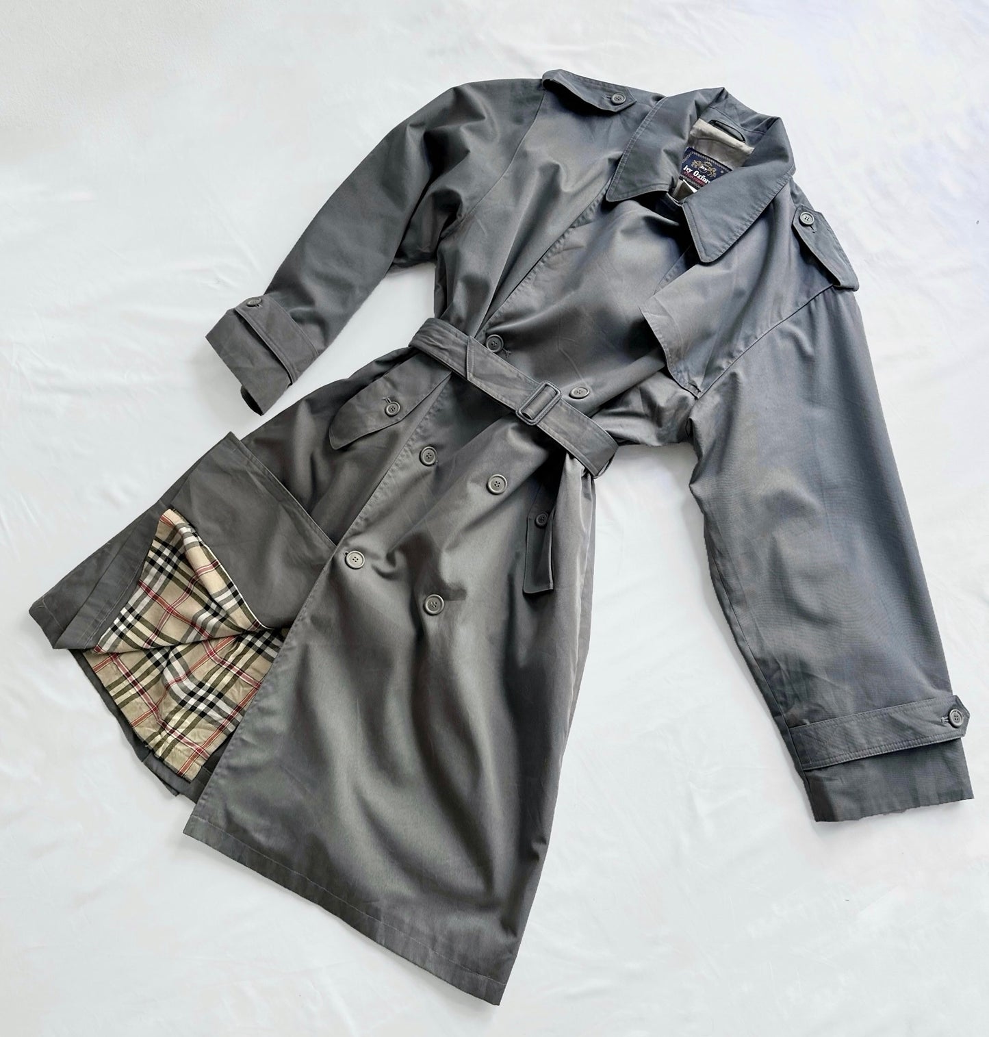 90s Ivy Oxford Grey Trench Coat