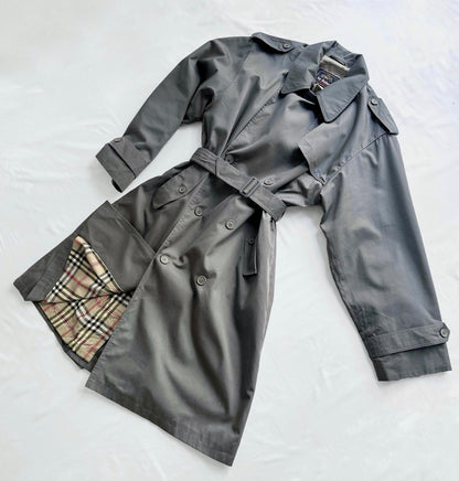 90s Ivy Oxford Grey Trench Coat