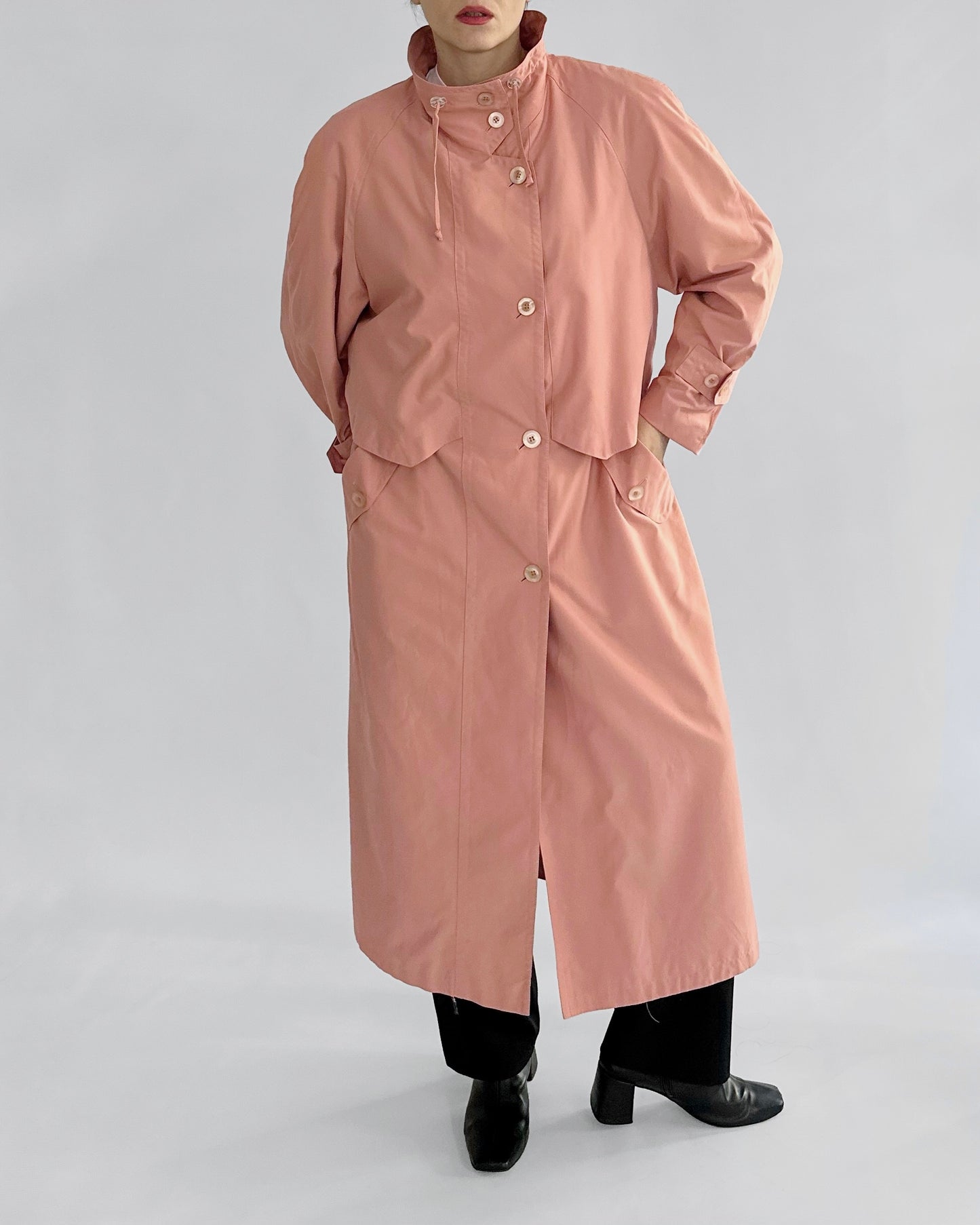 80s Dusty Rose Trench Coat