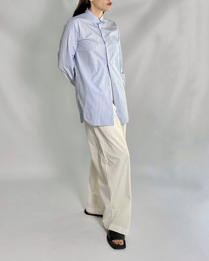 Comme des Garçons Blue Striped Maxi Shirt - Hommes Plus Fall 2013