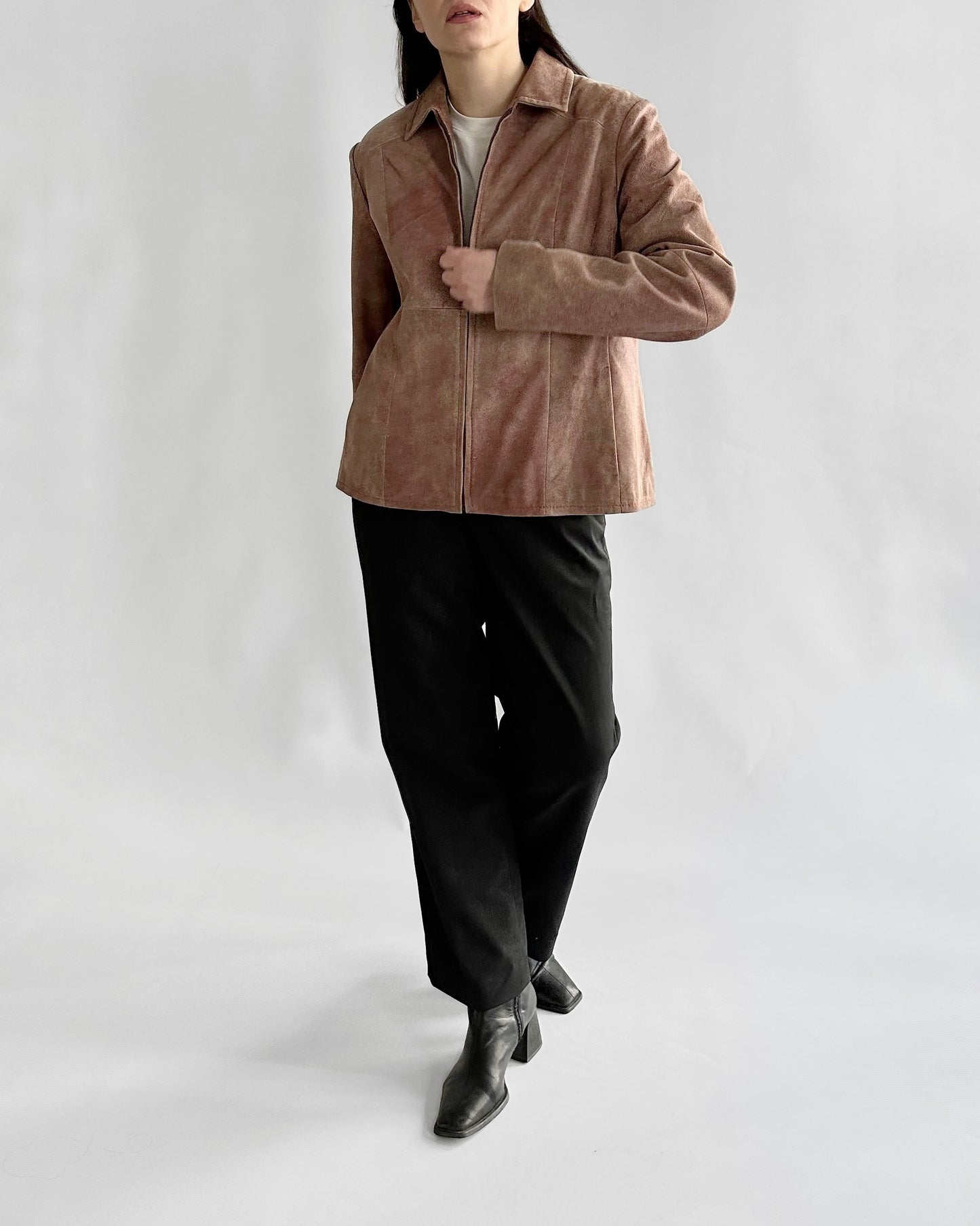 2000s Dusty Pink Washed Nappa Leather Jacket