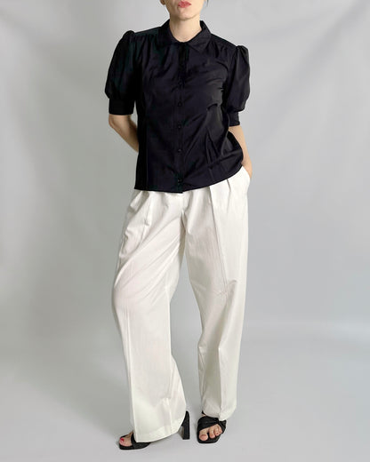 90s Black Puff Sleeve Blouse