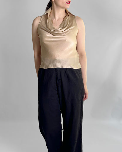 90s Gold Silk Sleeveless Blouse