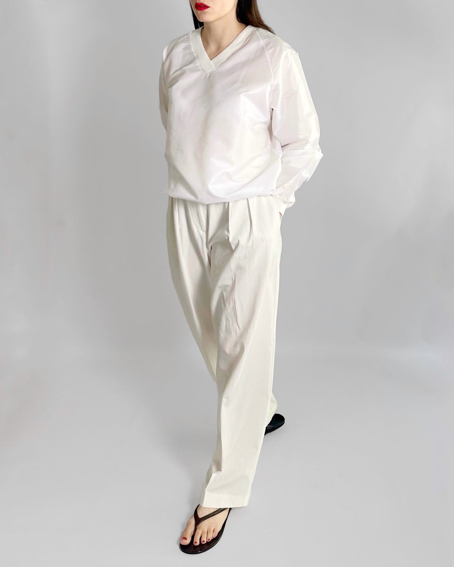 90s White Nylon Sweatshirt