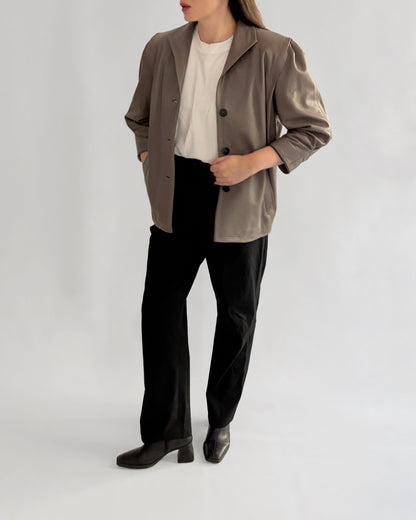 Vintage 1990s Taupe Sheepskin Leather Jacket