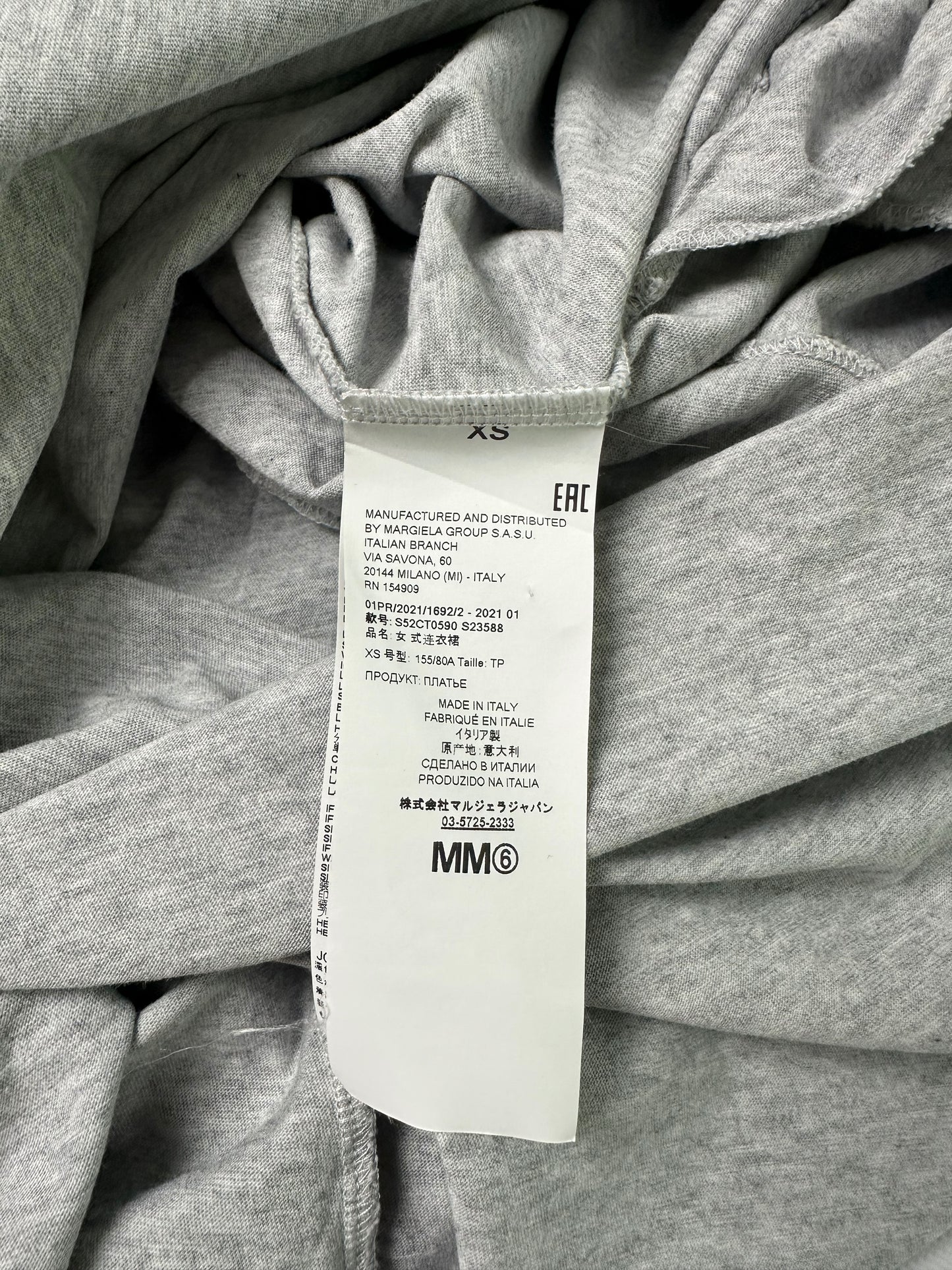 MM6 Maison Margiela Mélange Grey Cotton-Jersey Midi Dress