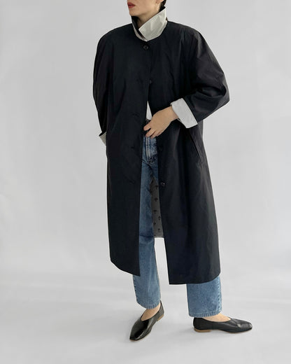 80s Dark Navy Trench Coat
