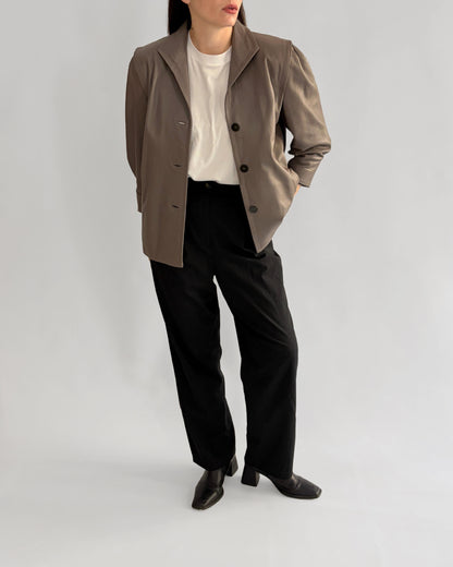 Vintage 1990s Taupe Sheepskin Leather Jacket