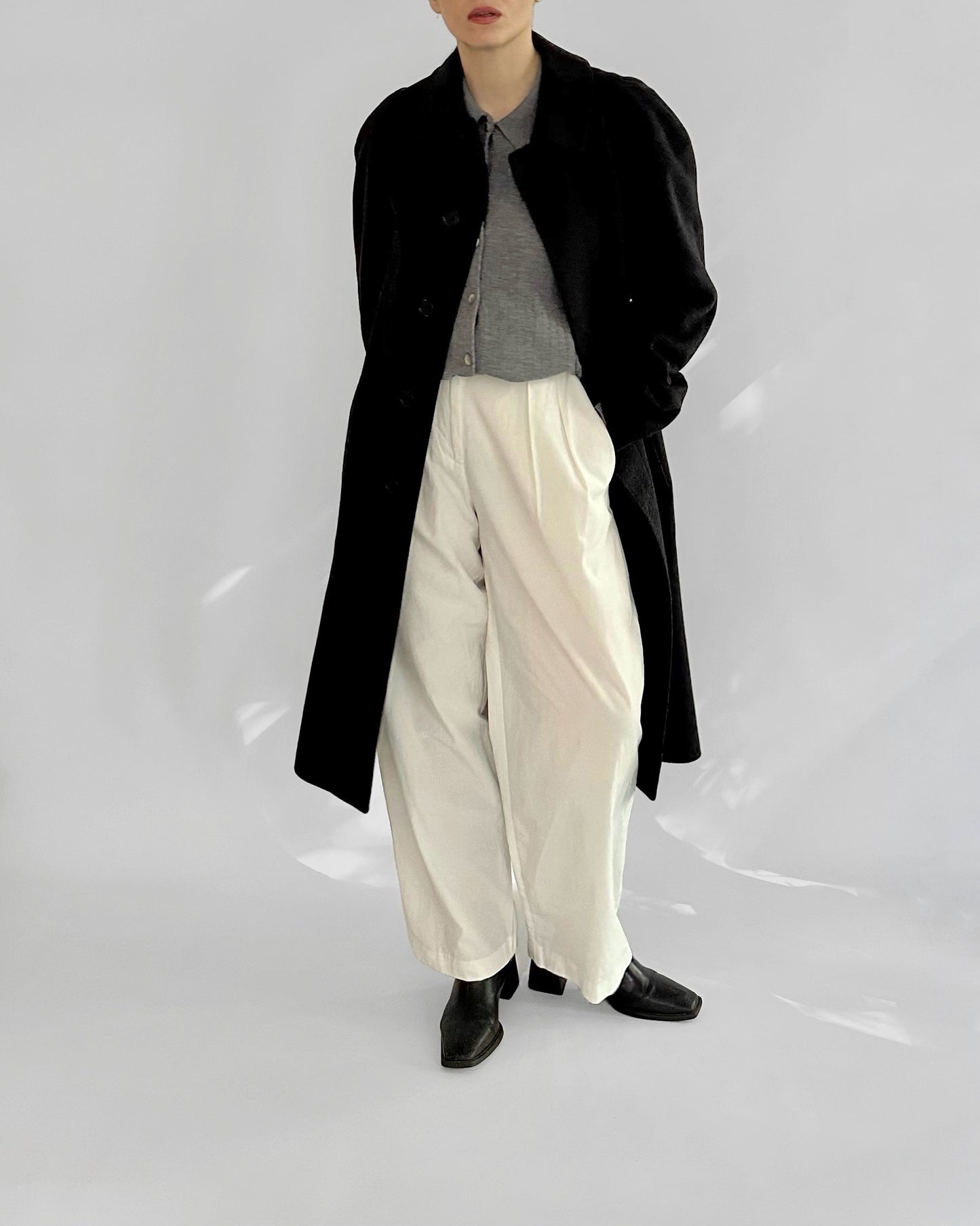 90s Gianfranco Ferré Charcoal Wool and Cashmere Coat