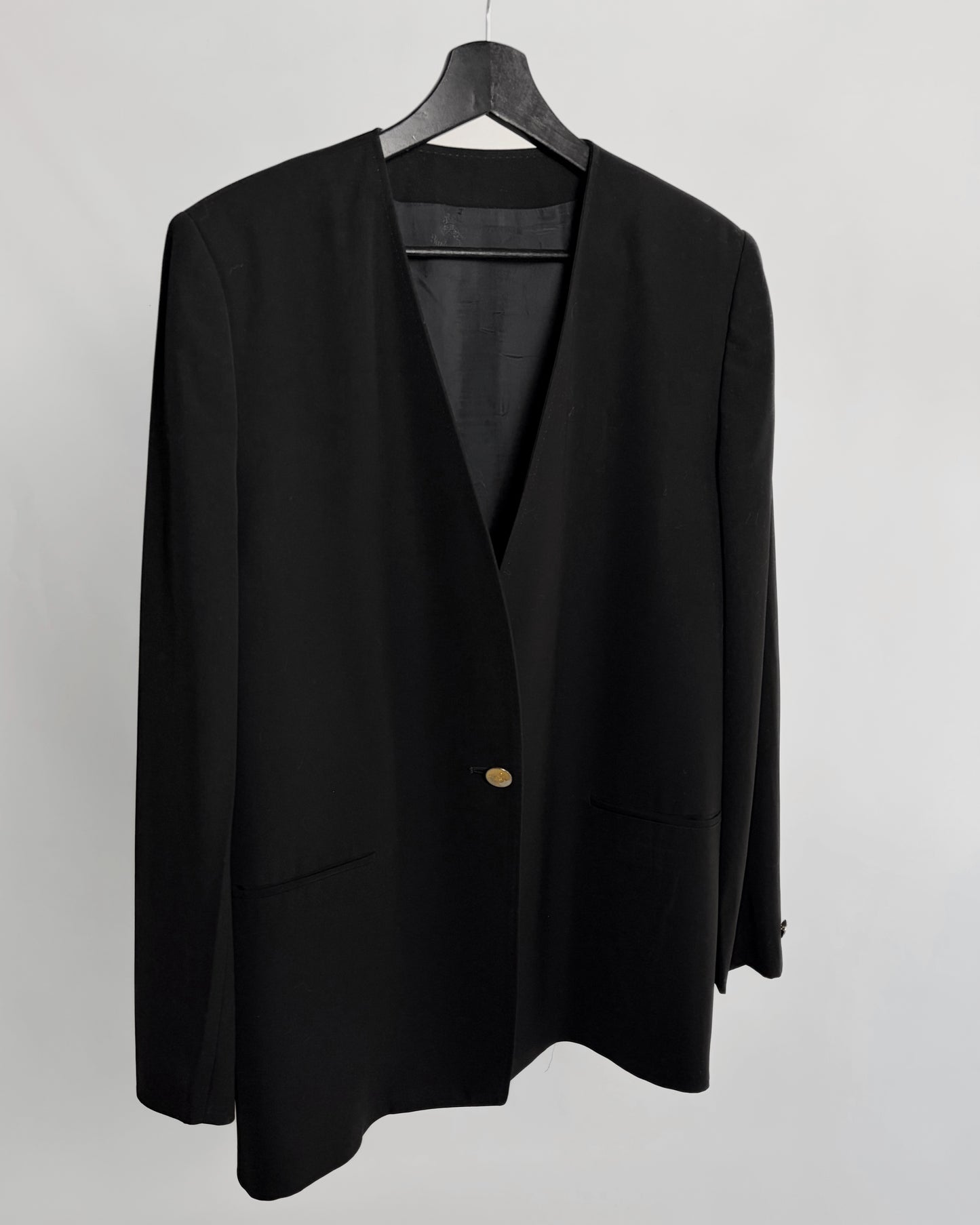 Vintage 1990s Burberry Black Minimal Blazer