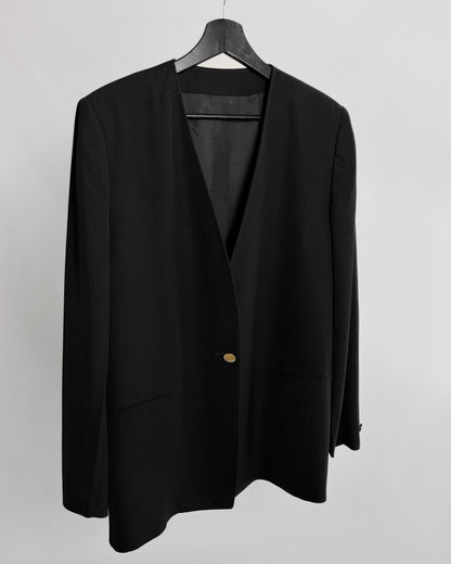 Vintage 1990s Burberry Black Minimal Blazer