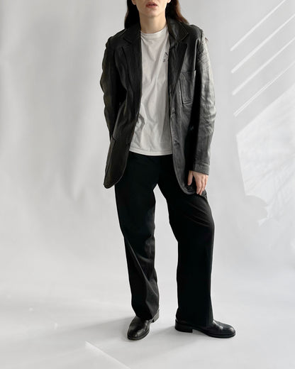 90s Black Soft Leather Blazer