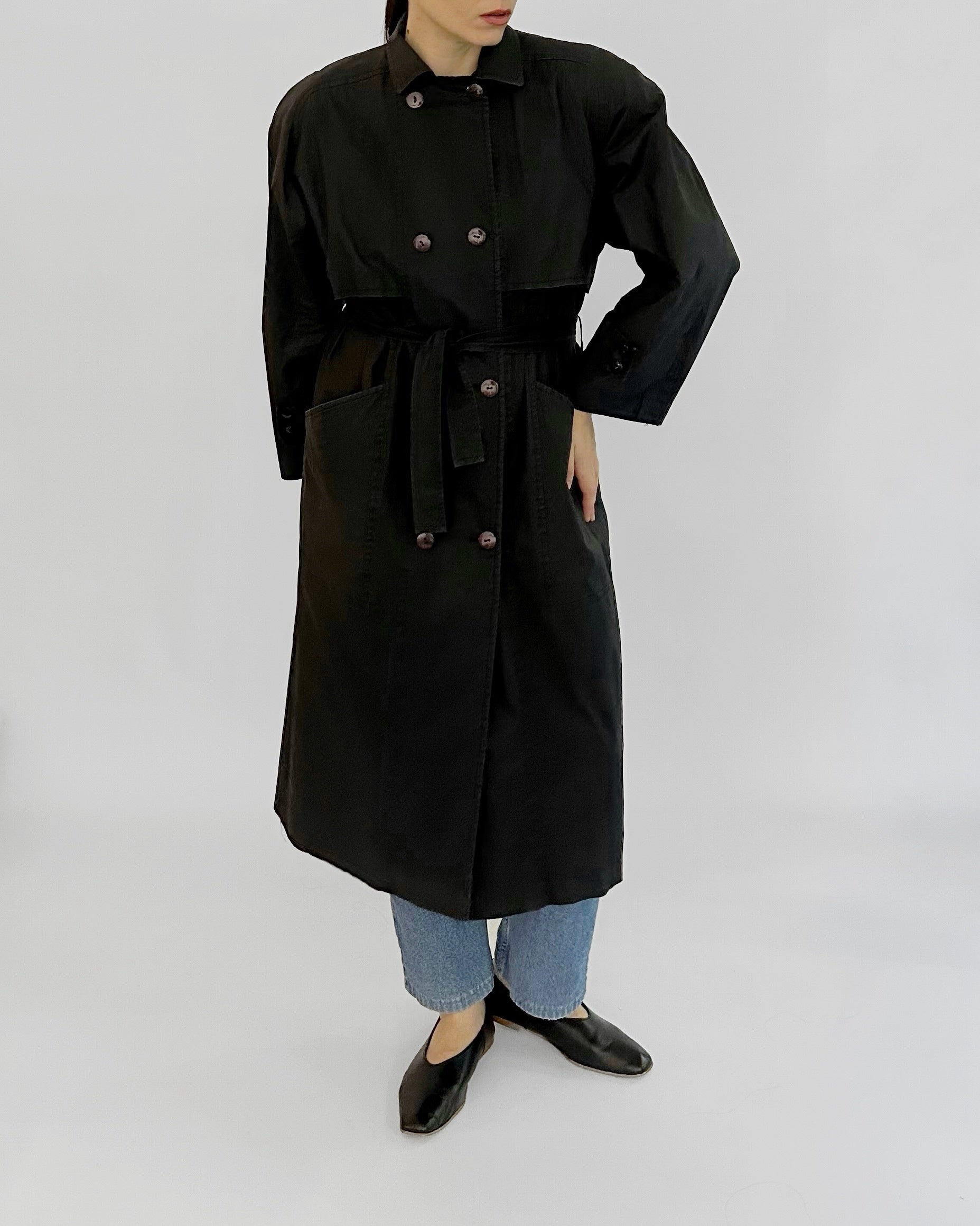 90s Black Belted Trench Coat – Alba Vintage Studio
