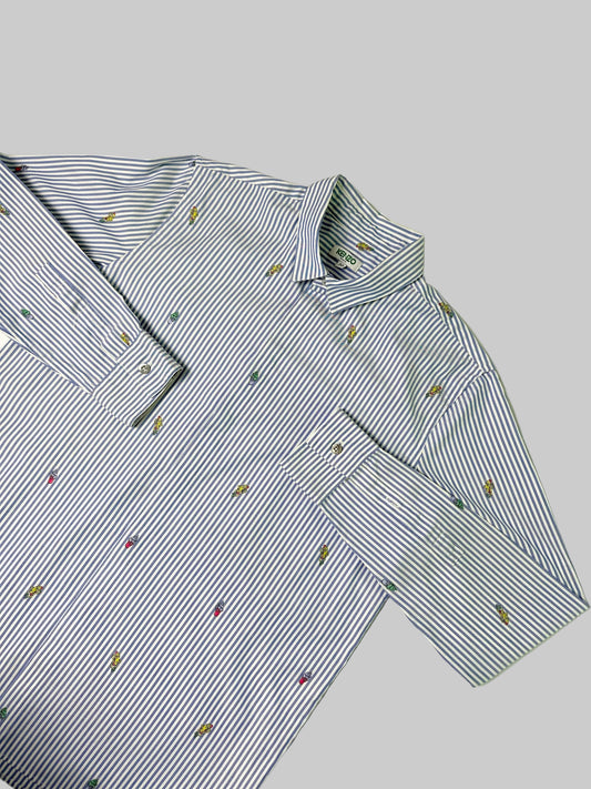 Kenzo Blue Striped Embroidered Shirt