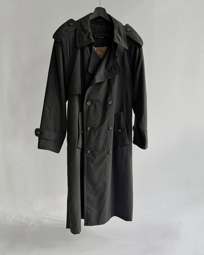 80s Charcoal Grey Belted Trench Coat