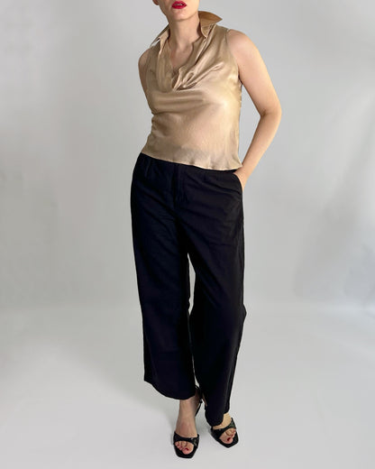 90s Gold Silk Sleeveless Blouse