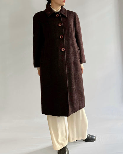 80s Burgundy Llama Mohair Wool Coat