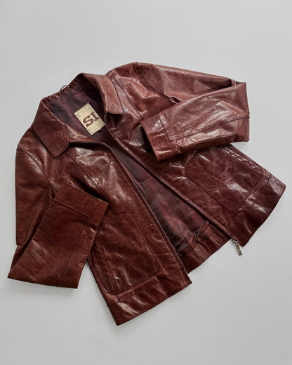 90s Burgundy Goatskin Italian Leather Jacket