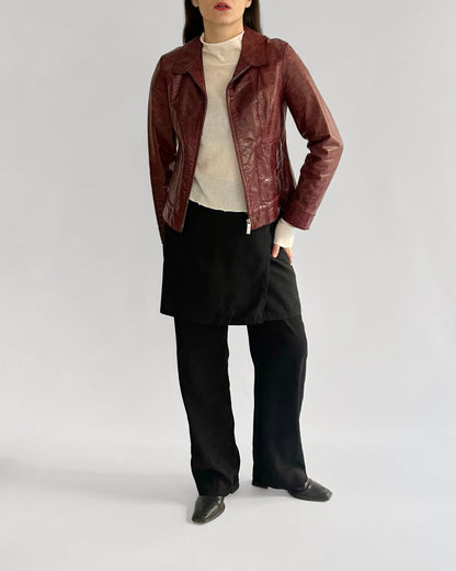 90s Burgundy Goatskin Italian Leather Jacket
