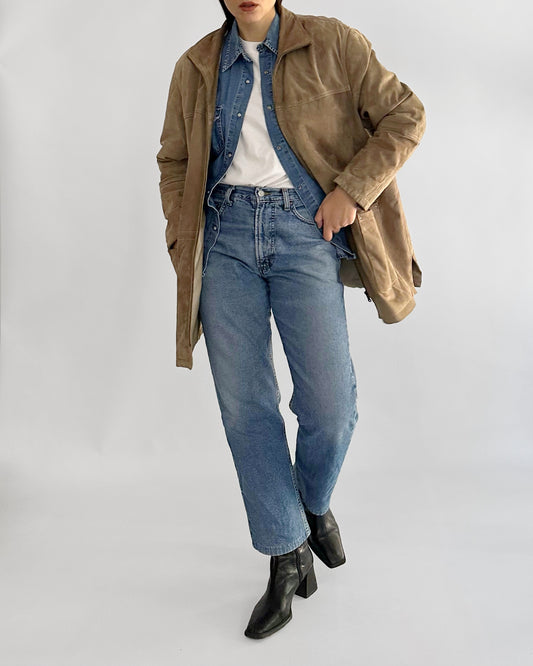 90s Brown Suede Leather Jacket