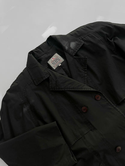 90s Black Belted Trench Coat